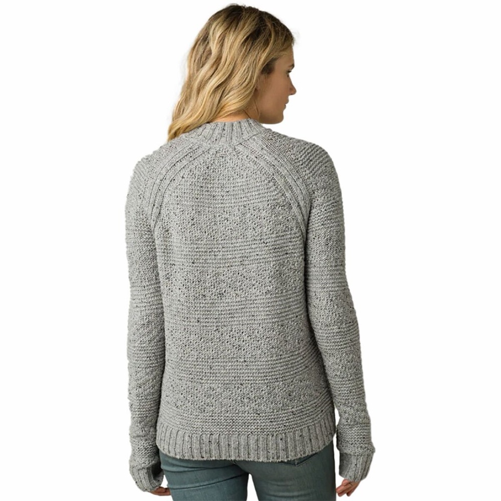 Prana Nemma Cotton Blend Mock Neck Sweater Heather Gray Chunky Knit Size Large - Picture 3 of 9